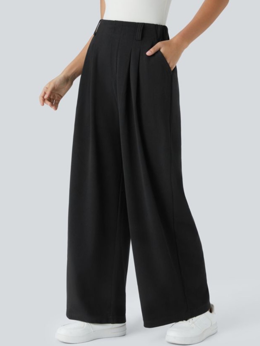 NWOT Halara Black Flex High Waisted Pocket Wide Leg Pants
